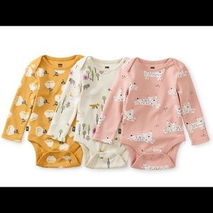 Tea Collection 3x Girl Baby Onsies Long Sleeve Bodysuits Set 3-6m Set